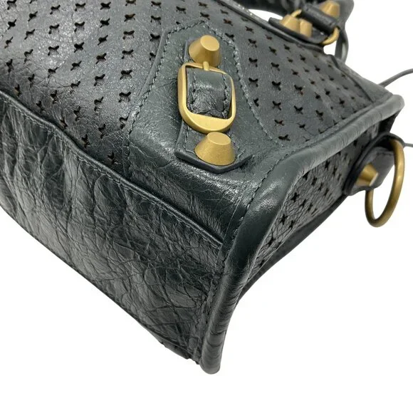 Balenciaga Grey Perforated Leather Mini City Bag - Picture 4 of 10